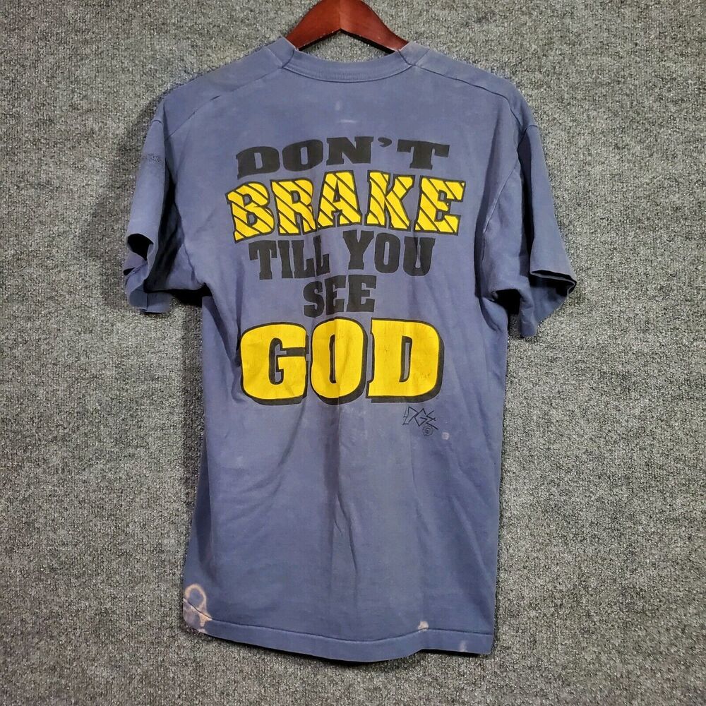 VTG 90s Motocross God Shirt Mens L Edge Pyskotic Don't Brake Till You See God